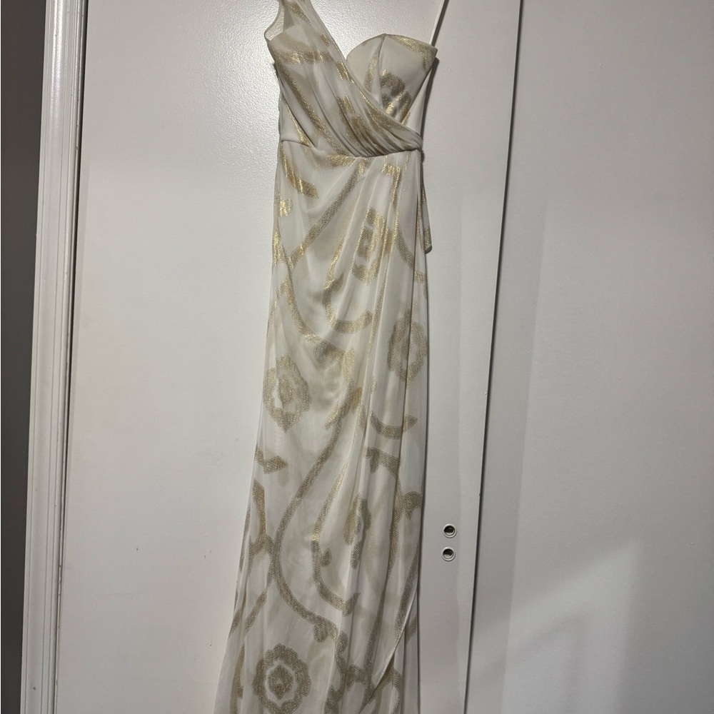 Elegant Gold and White Women's Dress